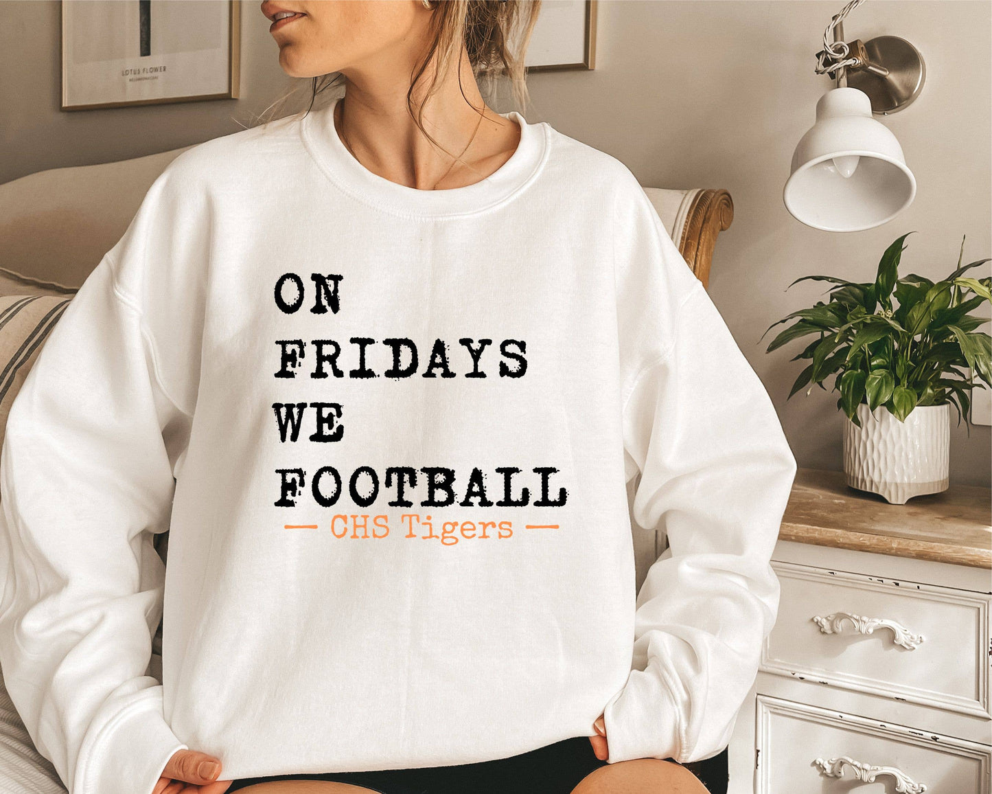 On Fridays We Football - Custom Mascot Graphic Sweatshirt: Black / Large