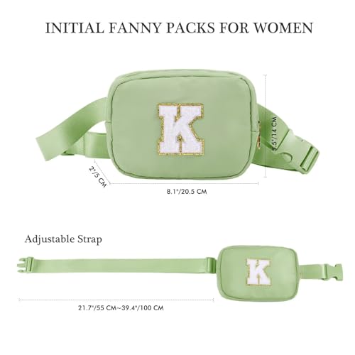 Initial Belt Bag - Crossbody Bags Women - Fanny Packs for Women Cross Body Bag White Small Waist Packs Travel Everywhere Belt Bag Monogram Crossbody Bag M