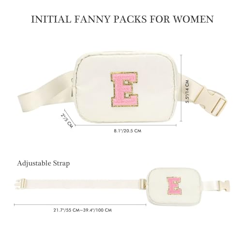 Initial Belt Bag - Crossbody Bags Women - Fanny Packs for Women Cross Body Bag White Small Waist Packs Travel Everywhere Belt Bag Monogram Crossbody Bag M