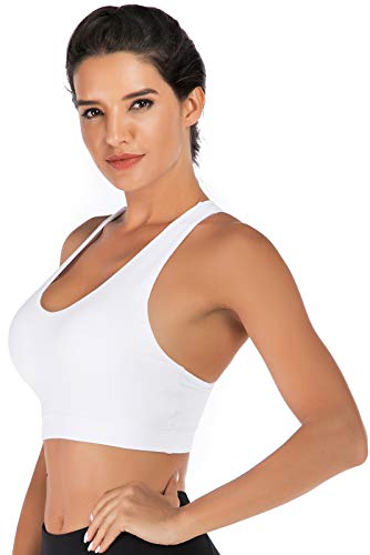 RUNNING GIRL Sports Bra for Women, Criss-Cross Back Padded Strappy Sports Bras Medium Support Yoga Bra with Removable Cups