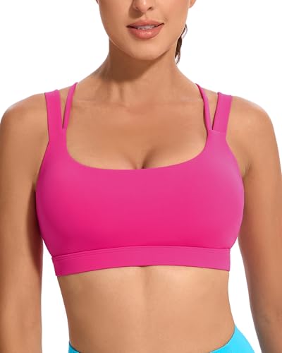 RUNNING GIRL Sports Bra for Women, Criss-Cross Back Padded Strappy Sports Bras Medium Support Yoga Bra with Removable Cups