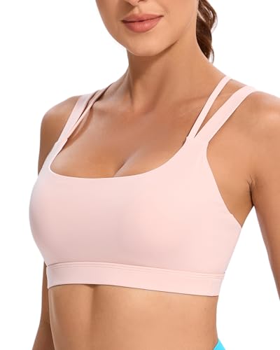 RUNNING GIRL Sports Bra for Women, Criss-Cross Back Padded Strappy Sports Bras Medium Support Yoga Bra with Removable Cups