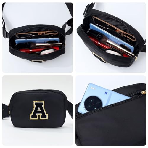 Initial Belt Bag - Crossbody Bags Women - Fanny Packs for Women Cross Body Bag White Small Waist Packs Travel Everywhere Belt Bag Monogram Crossbody Bag M