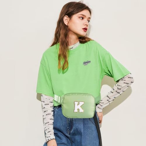 Initial Belt Bag - Crossbody Bags Women - Fanny Packs for Women Cross Body Bag White Small Waist Packs Travel Everywhere Belt Bag Monogram Crossbody Bag M