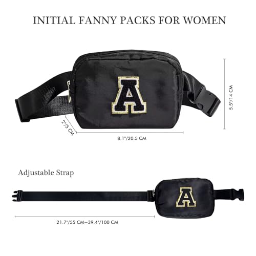 Initial Belt Bag - Crossbody Bags Women - Fanny Packs for Women Cross Body Bag White Small Waist Packs Travel Everywhere Belt Bag Monogram Crossbody Bag M