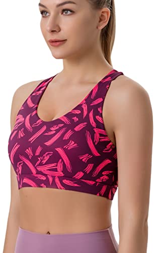 RUNNING GIRL Sports Bra for Women, Criss-Cross Back Padded Strappy Sports Bras Medium Support Yoga Bra with Removable Cups