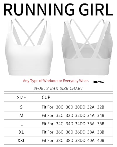 RUNNING GIRL Sports Bra for Women, Criss-Cross Back Padded Strappy Sports Bras Medium Support Yoga Bra with Removable Cups