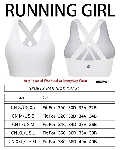 RUNNING GIRL Sports Bra for Women, Criss-Cross Back Padded Strappy Sports Bras Medium Support Yoga Bra with Removable Cups