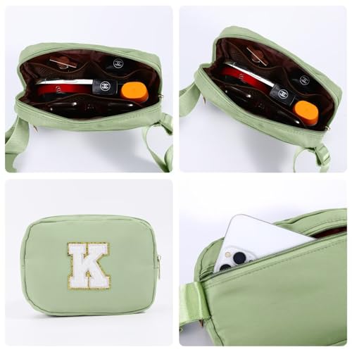 Initial Belt Bag - Crossbody Bags Women - Fanny Packs for Women Cross Body Bag White Small Waist Packs Travel Everywhere Belt Bag Monogram Crossbody Bag M