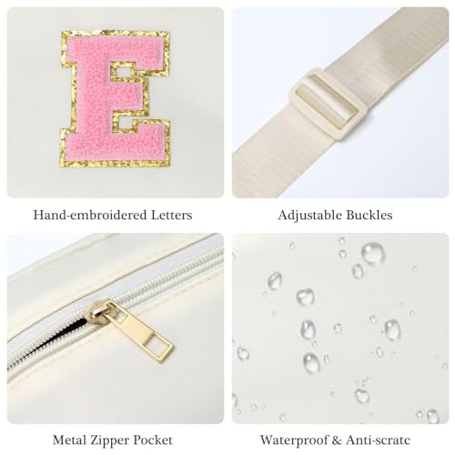Initial Belt Bag - Crossbody Bags Women - Fanny Packs for Women Cross Body Bag White Small Waist Packs Travel Everywhere Belt Bag Monogram Crossbody Bag M
