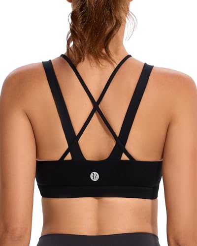 RUNNING GIRL Sports Bra for Women, Criss-Cross Back Padded Strappy Sports Bras Medium Support Yoga Bra with Removable Cups