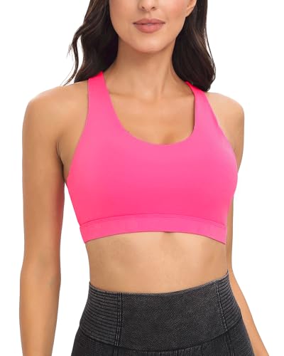 RUNNING GIRL Sports Bra for Women, Criss-Cross Back Padded Strappy Sports Bras Medium Support Yoga Bra with Removable Cups