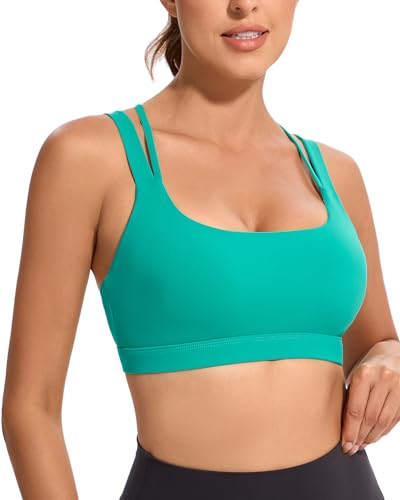 RUNNING GIRL Sports Bra for Women, Criss-Cross Back Padded Strappy Sports Bras Medium Support Yoga Bra with Removable Cups