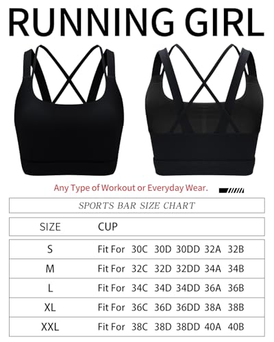 RUNNING GIRL Sports Bra for Women, Criss-Cross Back Padded Strappy Sports Bras Medium Support Yoga Bra with Removable Cups