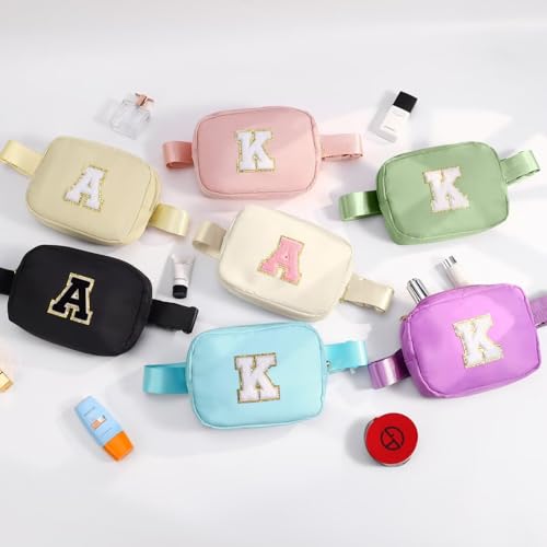 Initial Belt Bag - Crossbody Bags Women - Fanny Packs for Women Cross Body Bag White Small Waist Packs Travel Everywhere Belt Bag Monogram Crossbody Bag M