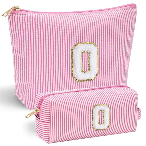Initial Makeup Bag, Makeup Bag Travel Cosmetic Bag Cute Makeup Bag Personalized Engagement Bridesmaid Best Friend Birthday Gifts for Women Hostess Gifts for Her Friend Female Preppy Stuff M