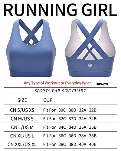 RUNNING GIRL Sports Bra for Women, Criss-Cross Back Padded Strappy Sports Bras Medium Support Yoga Bra with Removable Cups