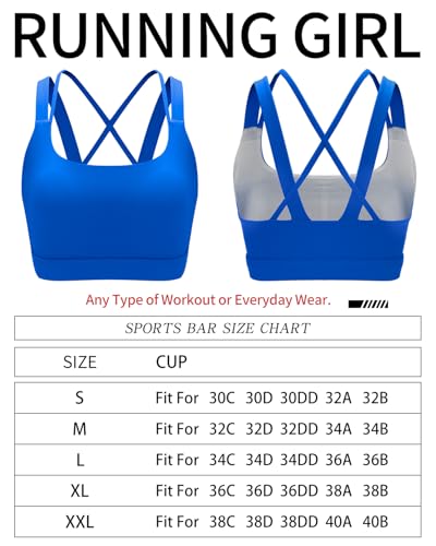 RUNNING GIRL Sports Bra for Women, Criss-Cross Back Padded Strappy Sports Bras Medium Support Yoga Bra with Removable Cups