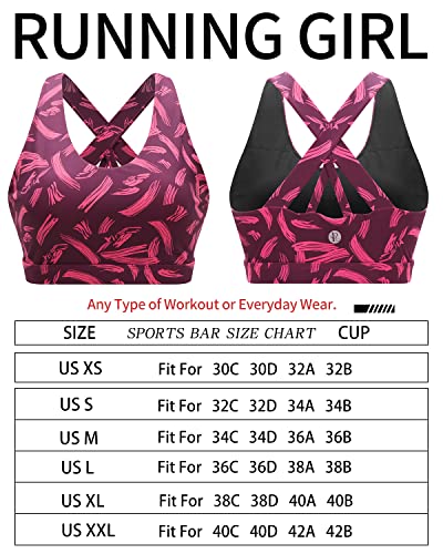 RUNNING GIRL Sports Bra for Women, Criss-Cross Back Padded Strappy Sports Bras Medium Support Yoga Bra with Removable Cups