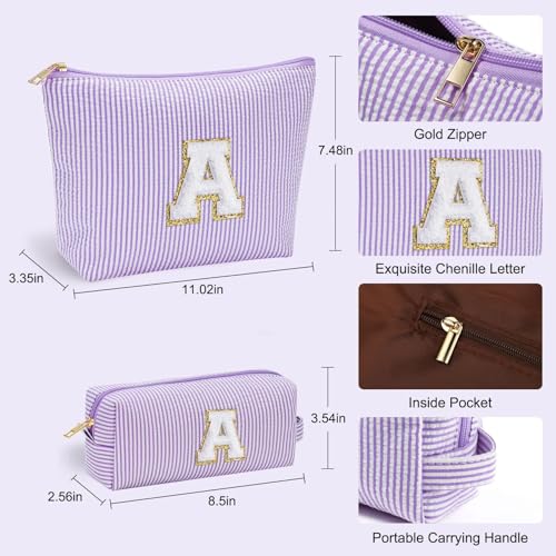 Initial Makeup Bag, Makeup Bag Travel Cosmetic Bag Cute Makeup Bag Personalized Engagement Bridesmaid Best Friend Birthday Gifts for Women Hostess Gifts for Her Friend Female Preppy Stuff M