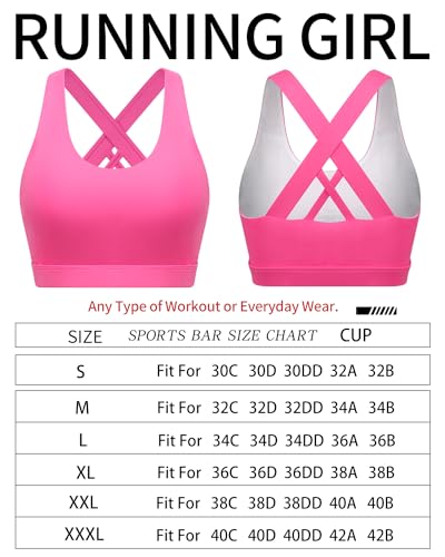 RUNNING GIRL Sports Bra for Women, Criss-Cross Back Padded Strappy Sports Bras Medium Support Yoga Bra with Removable Cups