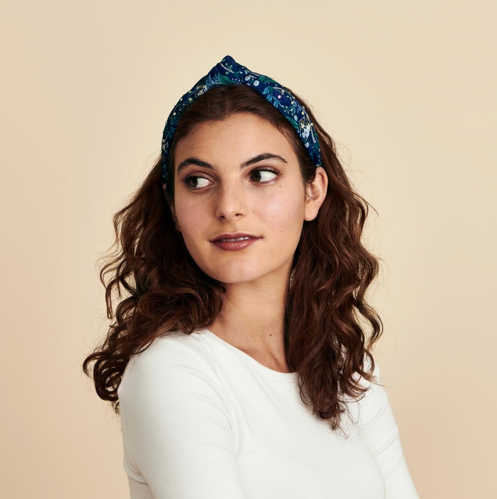 RIFLE PAPER CO. Garden Party Knotted Fabric Headband | Signature Bright Floral Pattern, Top Off Your Outfit. Covered Plastic Band Durable for Everyday Use (Gift for Mom, Teen, Girl)