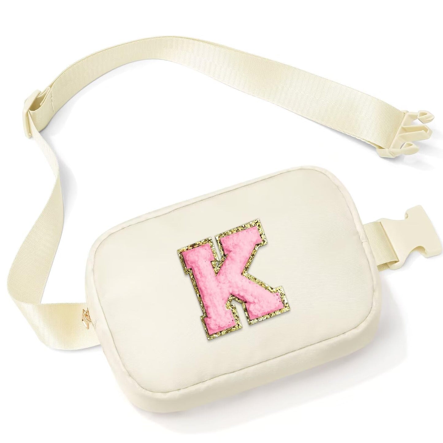 Initial Belt Bag - Crossbody Bags Women - Fanny Packs for Women Cross Body Bag White Small Waist Packs Travel Everywhere Belt Bag Monogram Crossbody Bag M