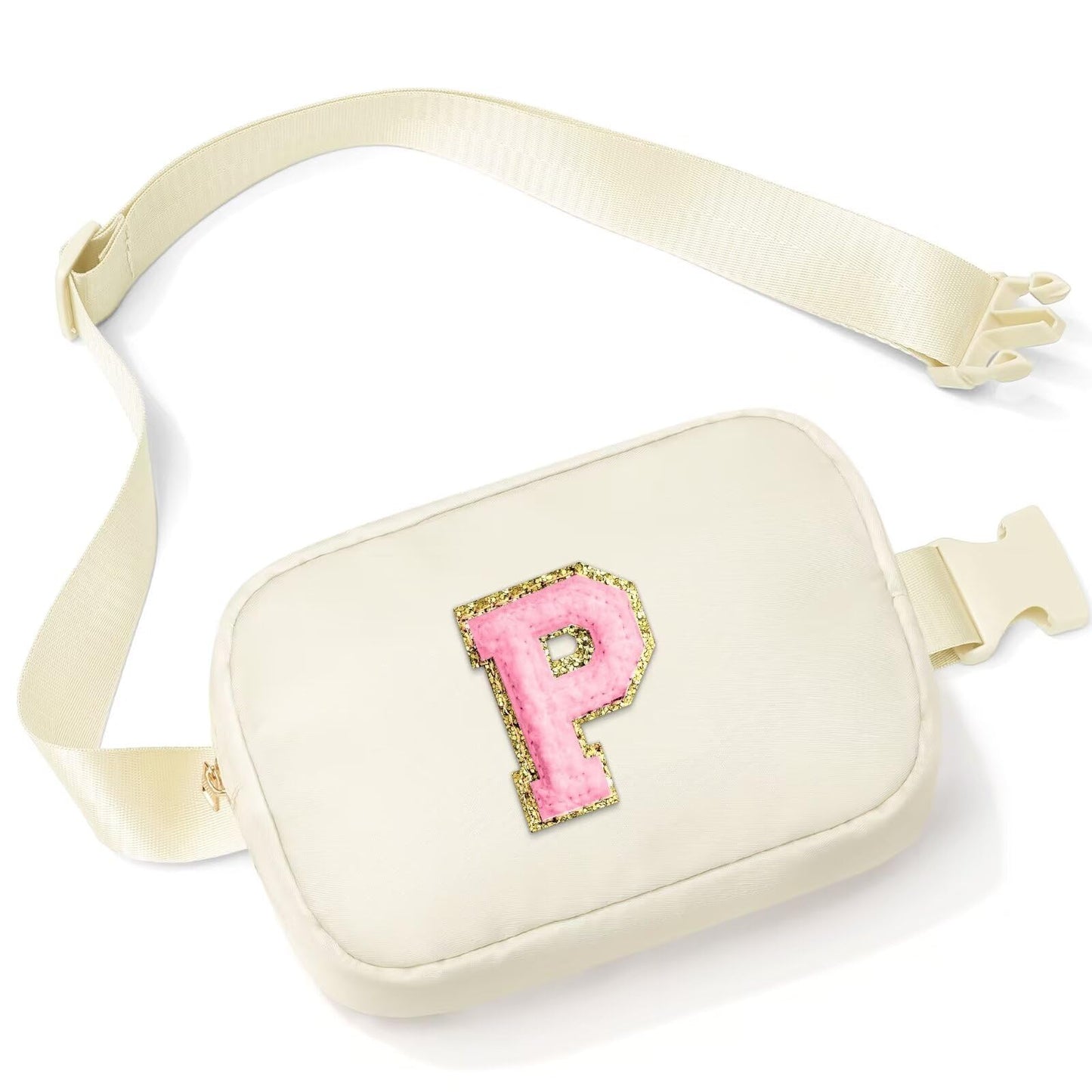 Initial Belt Bag - Crossbody Bags Women - Fanny Packs for Women Cross Body Bag White Small Waist Packs Travel Everywhere Belt Bag Monogram Crossbody Bag M