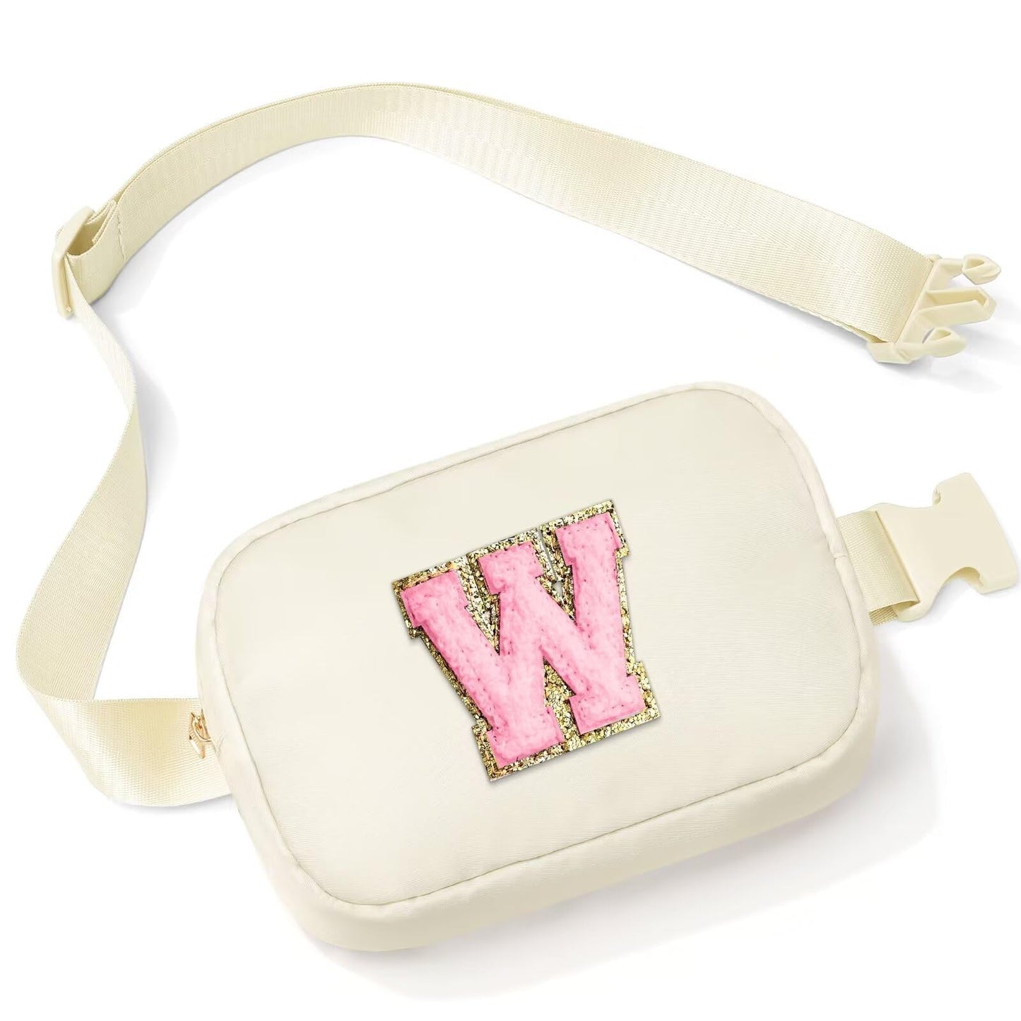 Initial Belt Bag - Crossbody Bags Women - Fanny Packs for Women Cross Body Bag White Small Waist Packs Travel Everywhere Belt Bag Monogram Crossbody Bag M