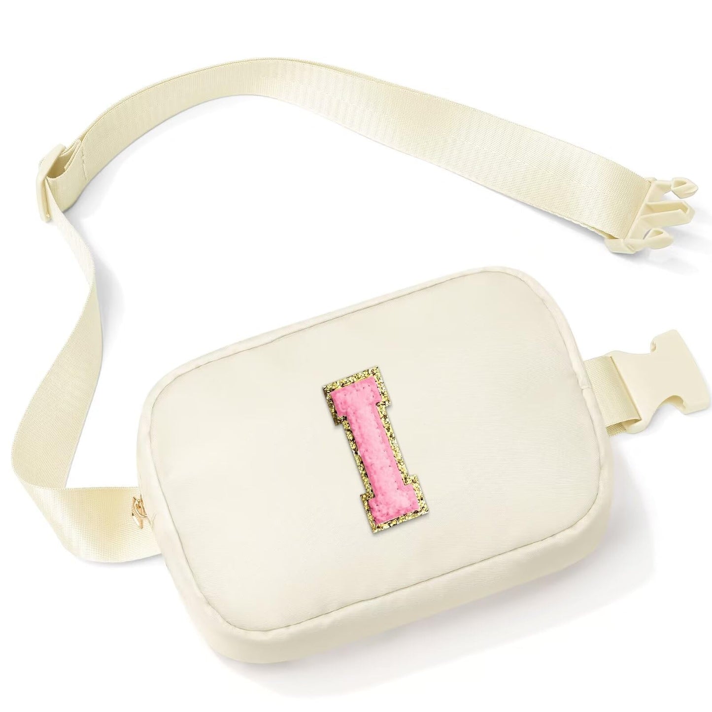 Initial Belt Bag - Crossbody Bags Women - Fanny Packs for Women Cross Body Bag White Small Waist Packs Travel Everywhere Belt Bag Monogram Crossbody Bag M