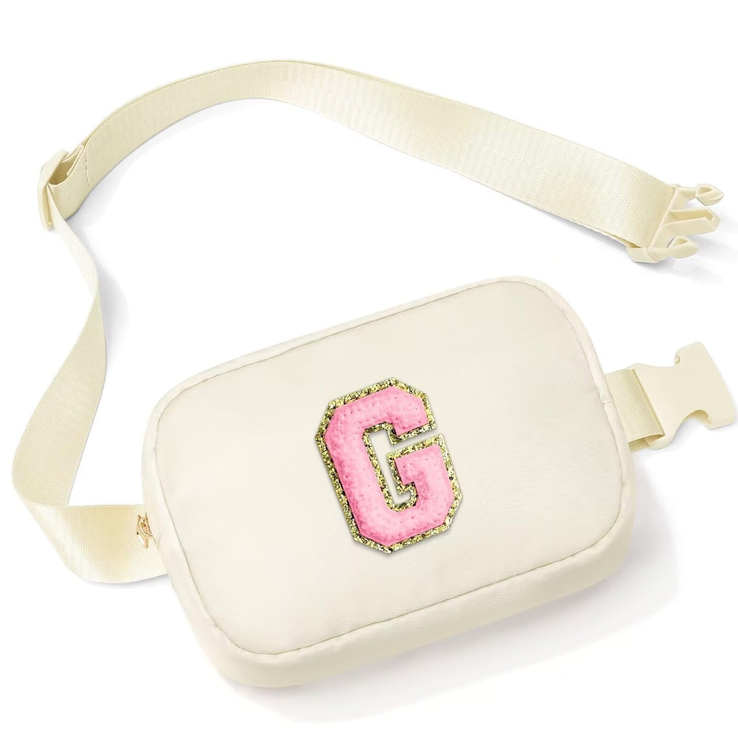 Initial Belt Bag - Crossbody Bags Women - Fanny Packs for Women Cross Body Bag White Small Waist Packs Travel Everywhere Belt Bag Monogram Crossbody Bag M