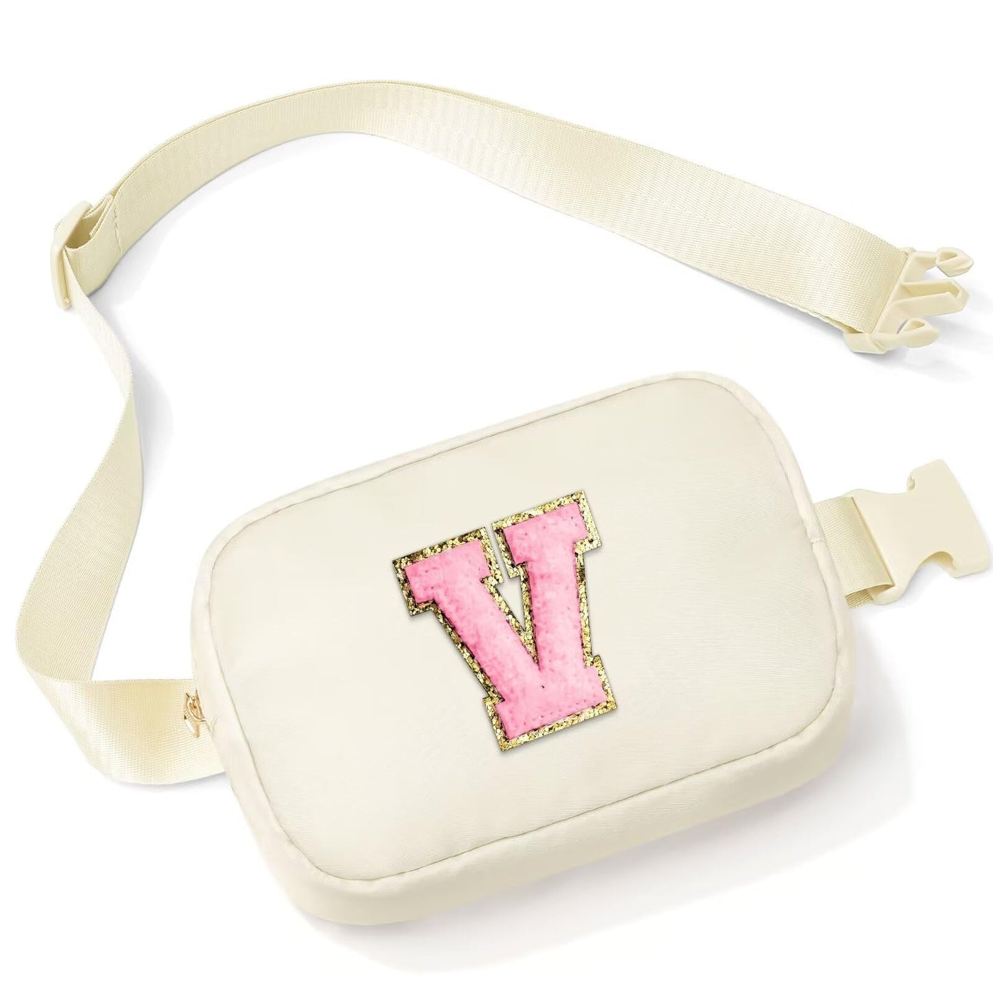Initial Belt Bag - Crossbody Bags Women - Fanny Packs for Women Cross Body Bag White Small Waist Packs Travel Everywhere Belt Bag Monogram Crossbody Bag M