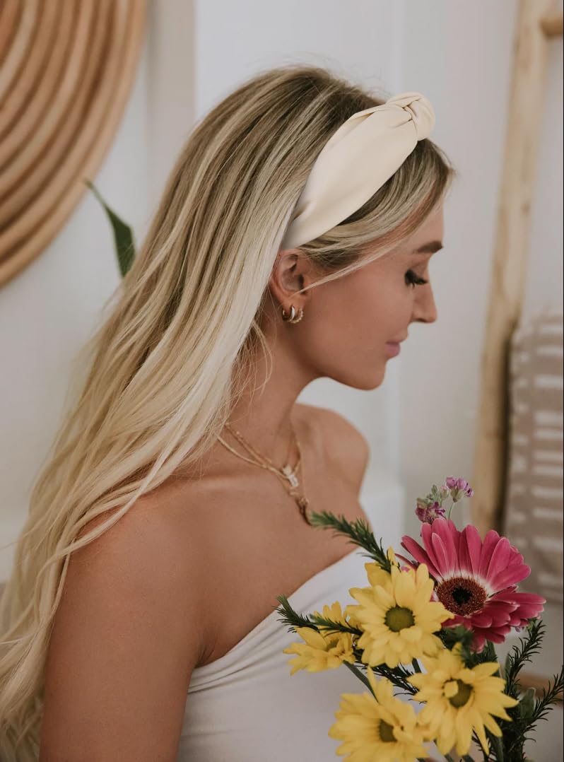 Knotted Headbands for Women Non Slip Fashion Women Headbands for Hair Cute Hairband for Women's Hair Wide Top Knot Hair Hoops for Girls Black White Leopard Head Band Trendy Hair Accessories for Women