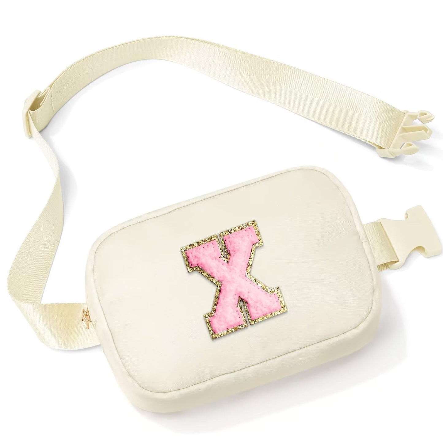 Initial Belt Bag - Crossbody Bags Women - Fanny Packs for Women Cross Body Bag White Small Waist Packs Travel Everywhere Belt Bag Monogram Crossbody Bag M