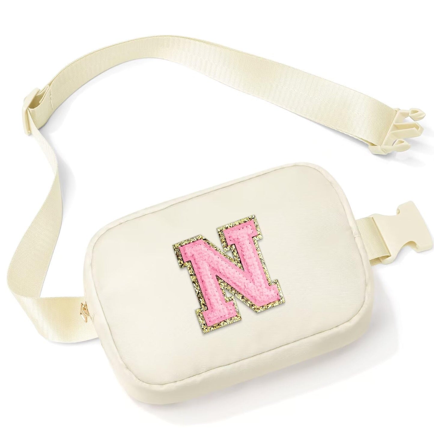 Initial Belt Bag - Crossbody Bags Women - Fanny Packs for Women Cross Body Bag White Small Waist Packs Travel Everywhere Belt Bag Monogram Crossbody Bag M