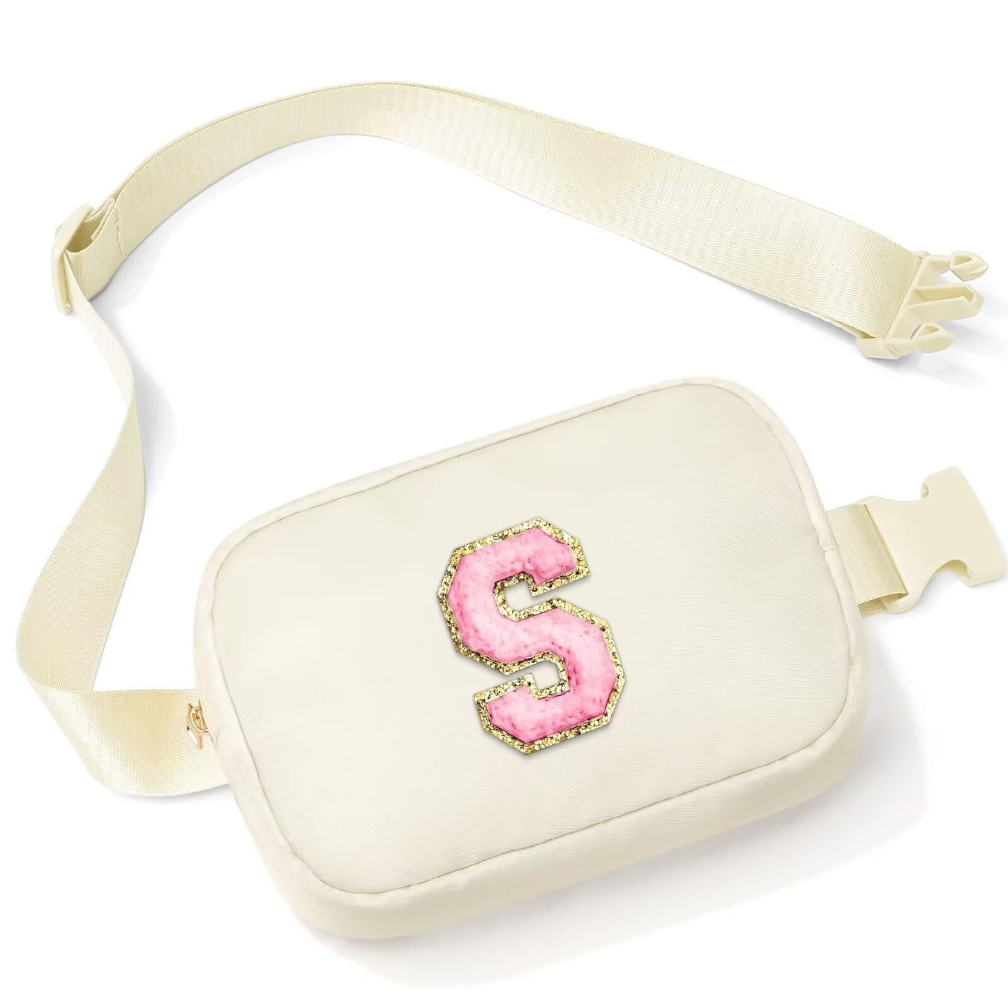 Initial Belt Bag - Crossbody Bags Women - Fanny Packs for Women Cross Body Bag White Small Waist Packs Travel Everywhere Belt Bag Monogram Crossbody Bag M