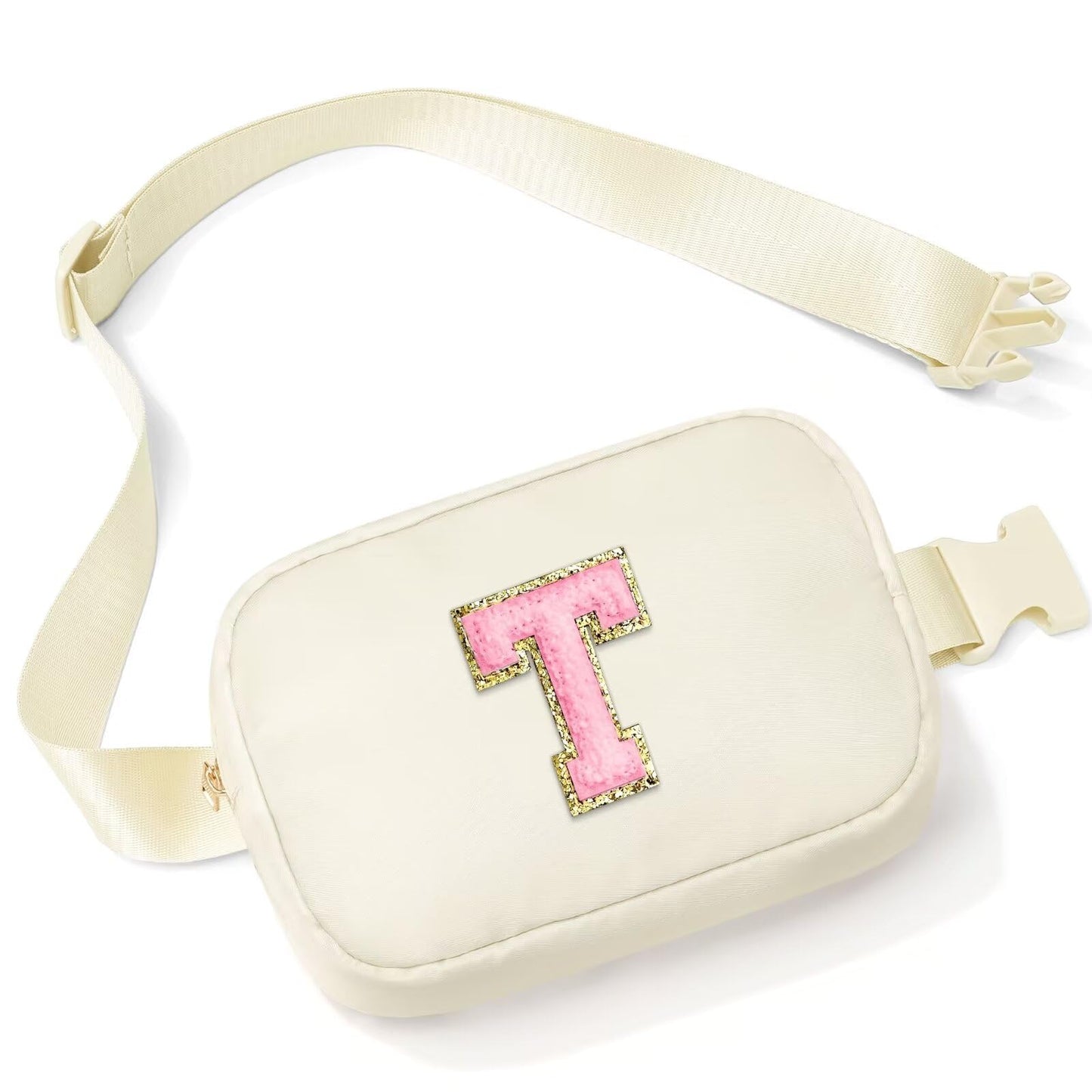 Initial Belt Bag - Crossbody Bags Women - Fanny Packs for Women Cross Body Bag White Small Waist Packs Travel Everywhere Belt Bag Monogram Crossbody Bag M