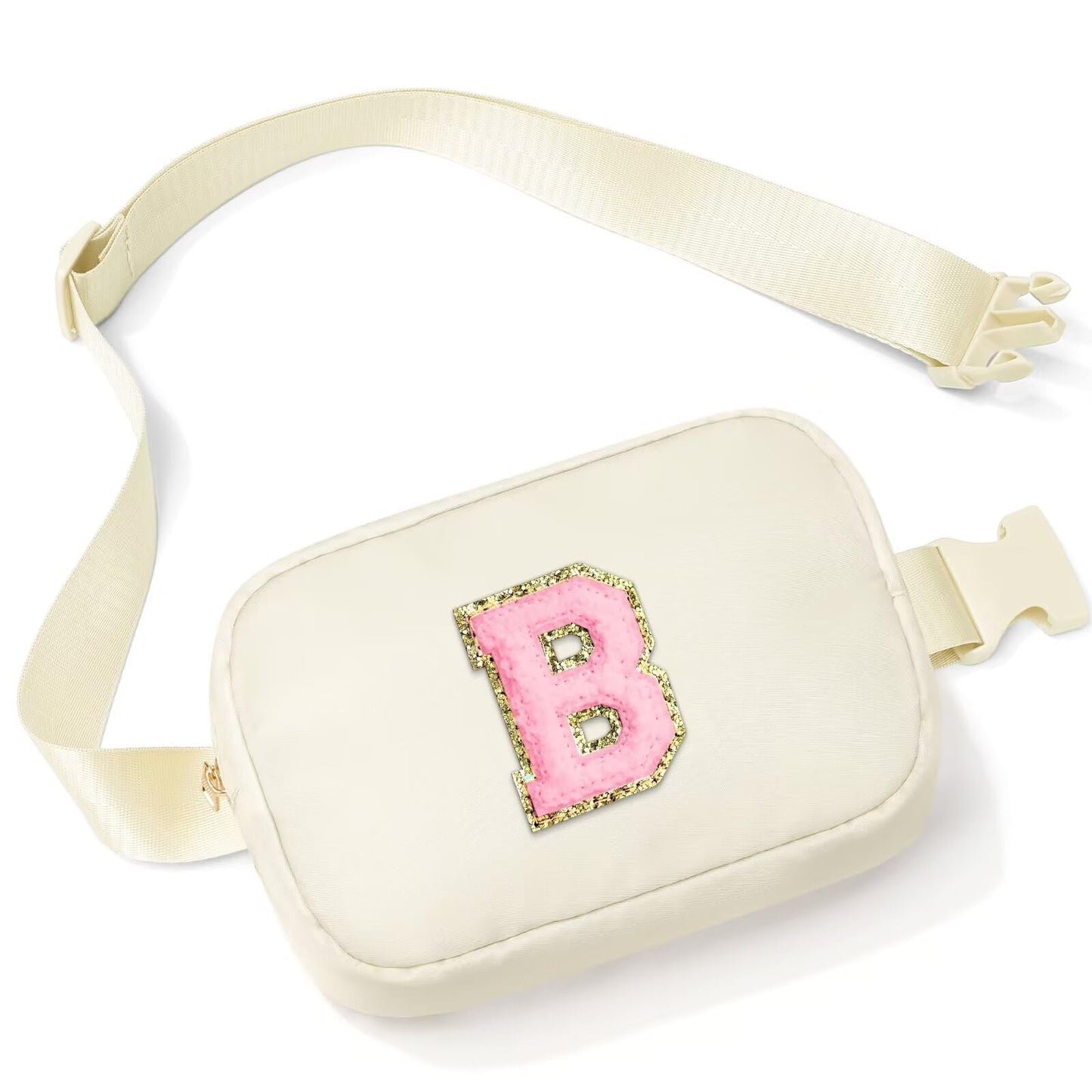 Initial Belt Bag - Crossbody Bags Women - Fanny Packs for Women Cross Body Bag White Small Waist Packs Travel Everywhere Belt Bag Monogram Crossbody Bag M