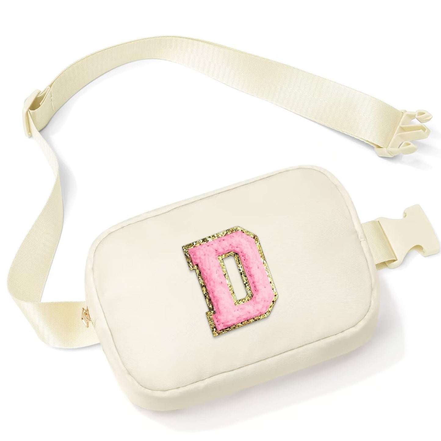Initial Belt Bag - Crossbody Bags Women - Fanny Packs for Women Cross Body Bag White Small Waist Packs Travel Everywhere Belt Bag Monogram Crossbody Bag M