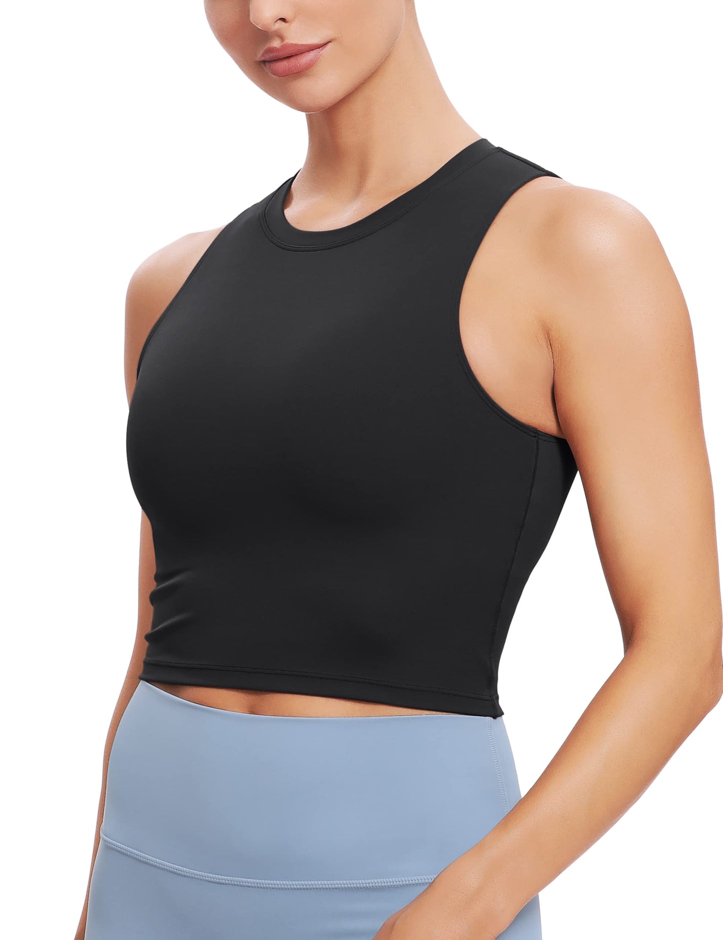 Natural Feelings Nudi Sports Bras for Women Removable Padded Yoga Tank Tops Sleeveless Fitness Workout Crop Tops