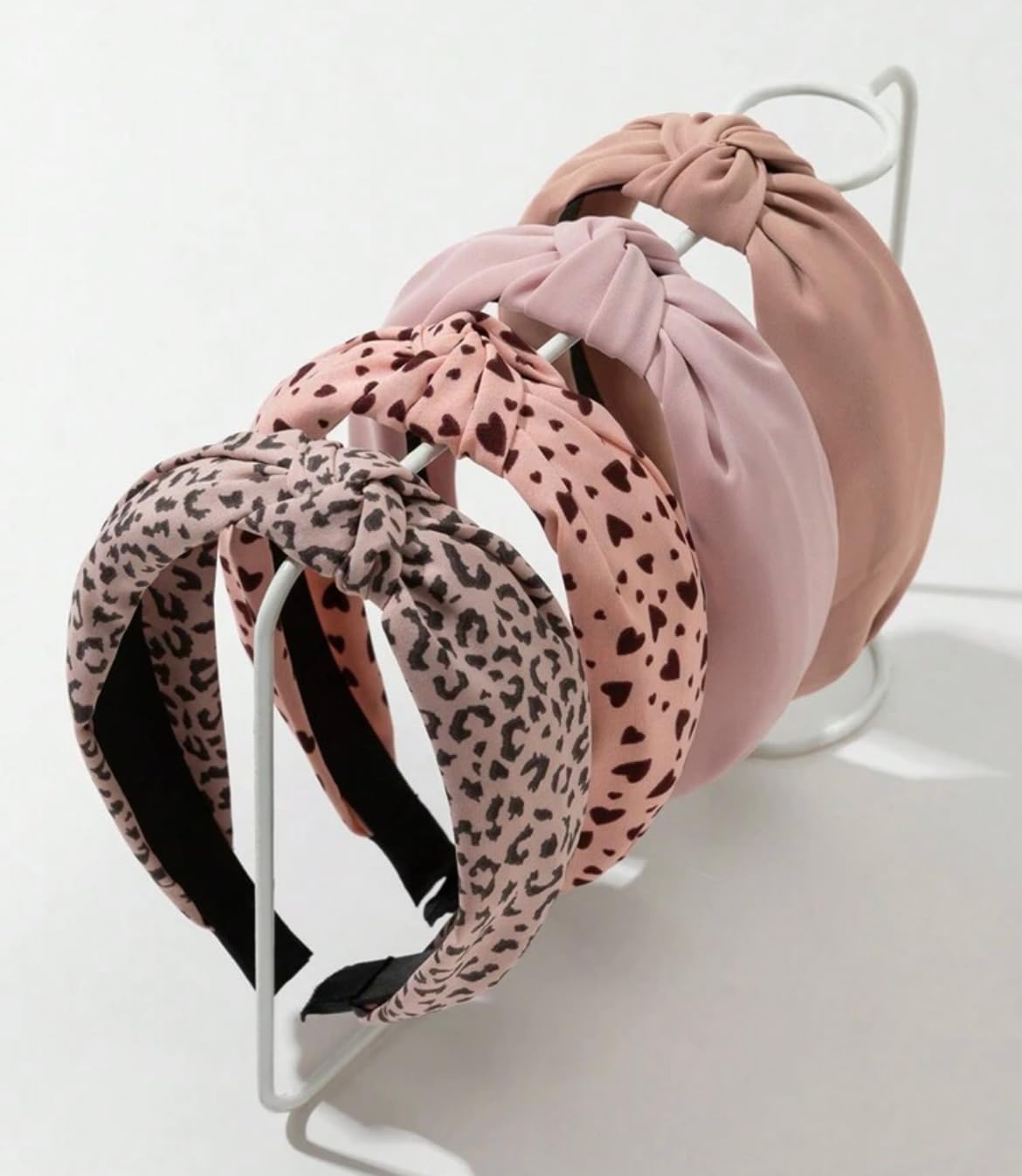 Knotted Headbands for Women Non Slip Fashion Women Headbands for Hair Cute Hairband for Women's Hair Wide Top Knot Hair Hoops for Girls Black White Leopard Head Band Trendy Hair Accessories for Women