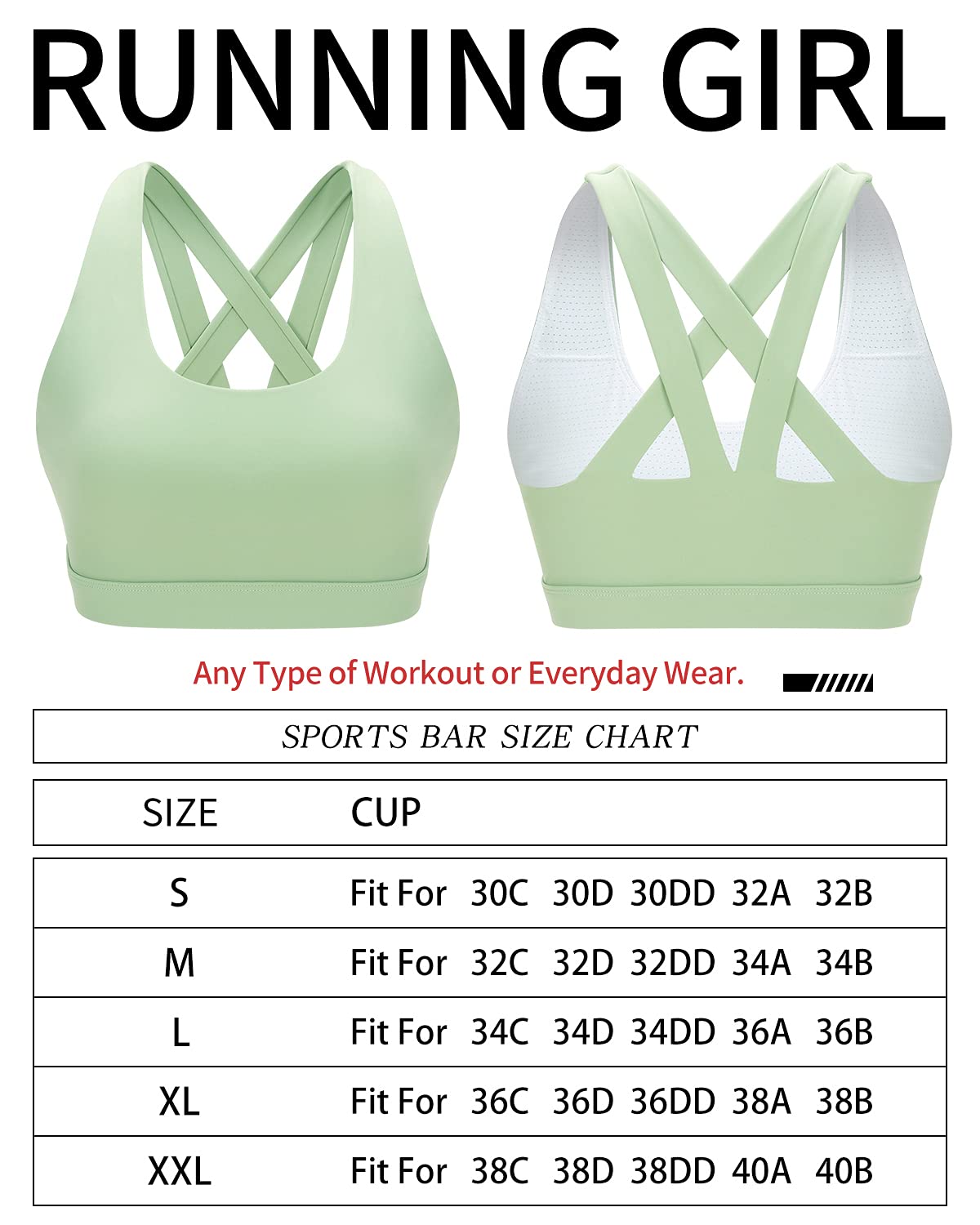 RUNNING GIRL Sports Bra for Women, Criss-Cross Back Padded Strappy Sports Bras Medium Support Yoga Bra with Removable Cups