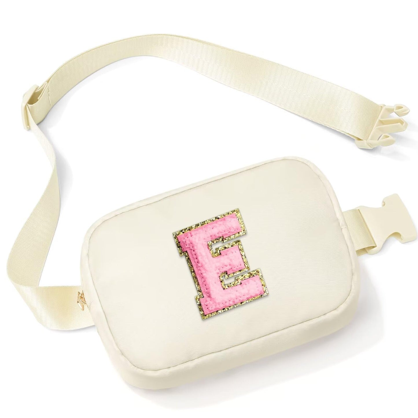 Initial Belt Bag - Crossbody Bags Women - Fanny Packs for Women Cross Body Bag White Small Waist Packs Travel Everywhere Belt Bag Monogram Crossbody Bag M