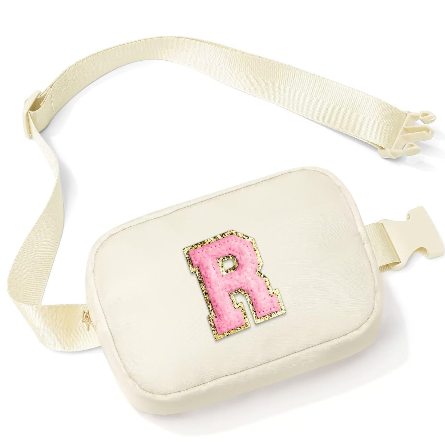 Initial Belt Bag - Crossbody Bags Women - Fanny Packs for Women Cross Body Bag White Small Waist Packs Travel Everywhere Belt Bag Monogram Crossbody Bag M