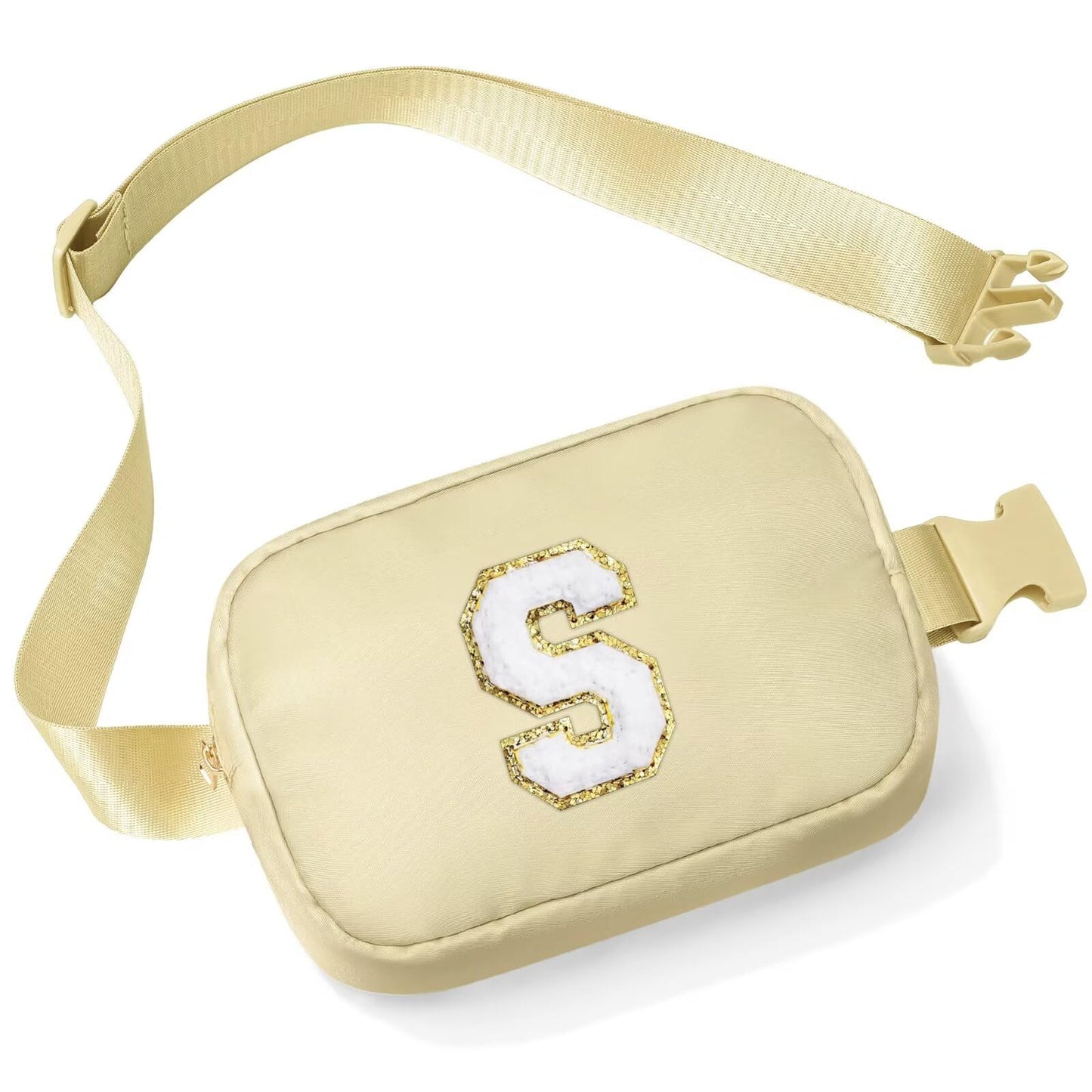 Initial Belt Bag - Crossbody Bags Women - Fanny Packs for Women Cross Body Bag White Small Waist Packs Travel Everywhere Belt Bag Monogram Crossbody Bag M