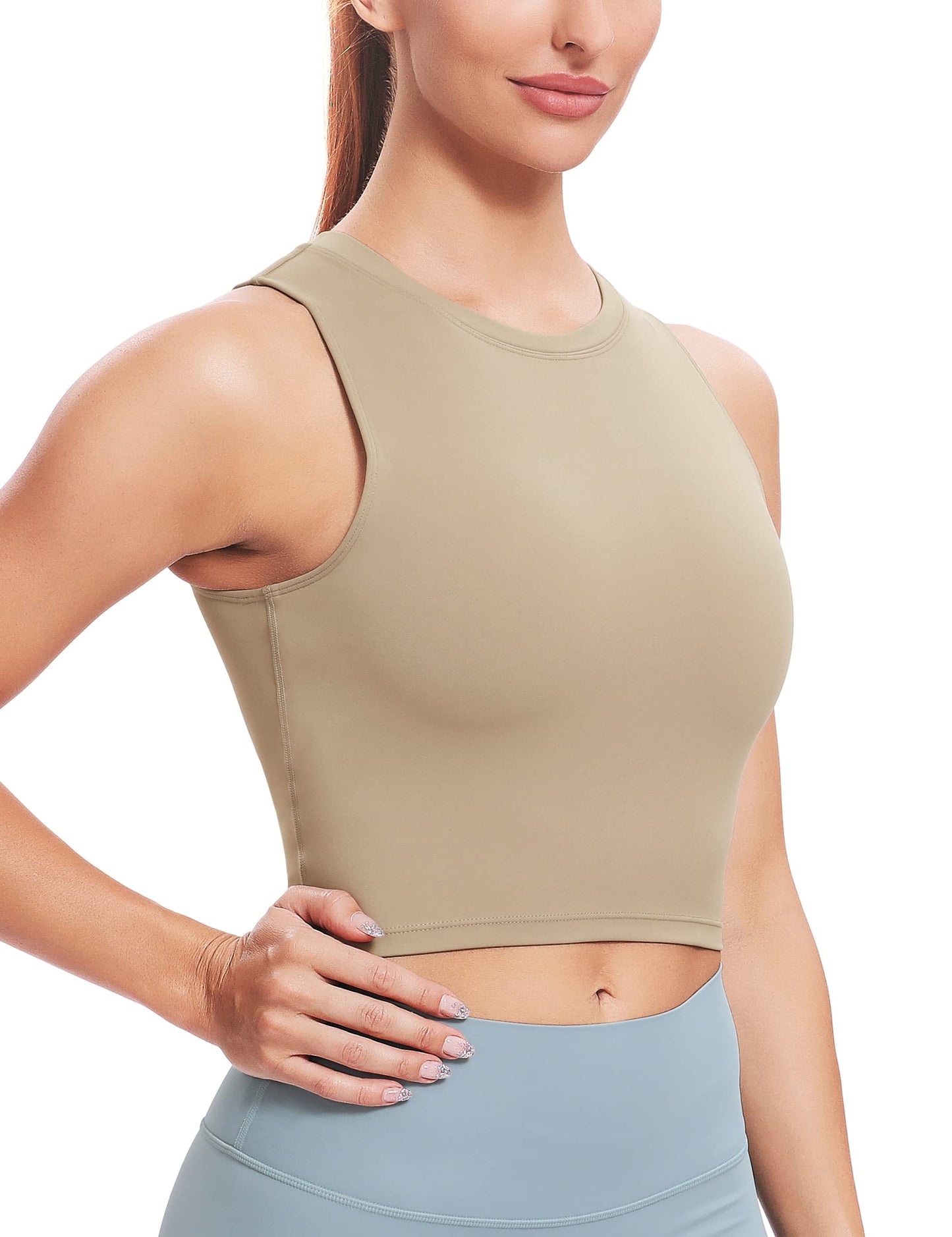 Natural Feelings Nudi Sports Bras for Women Removable Padded Yoga Tank Tops Sleeveless Fitness Workout Crop Tops