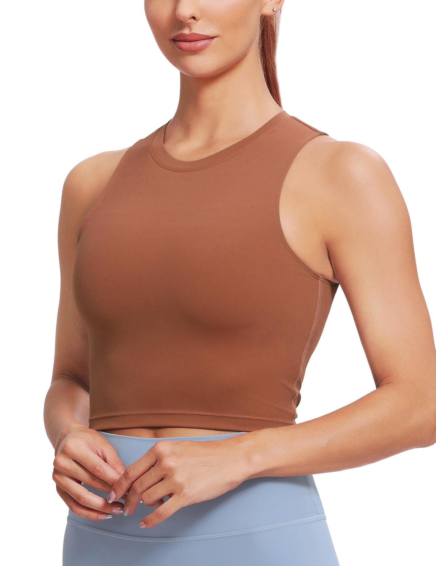 Natural Feelings Nudi Sports Bras for Women Removable Padded Yoga Tank Tops Sleeveless Fitness Workout Crop Tops