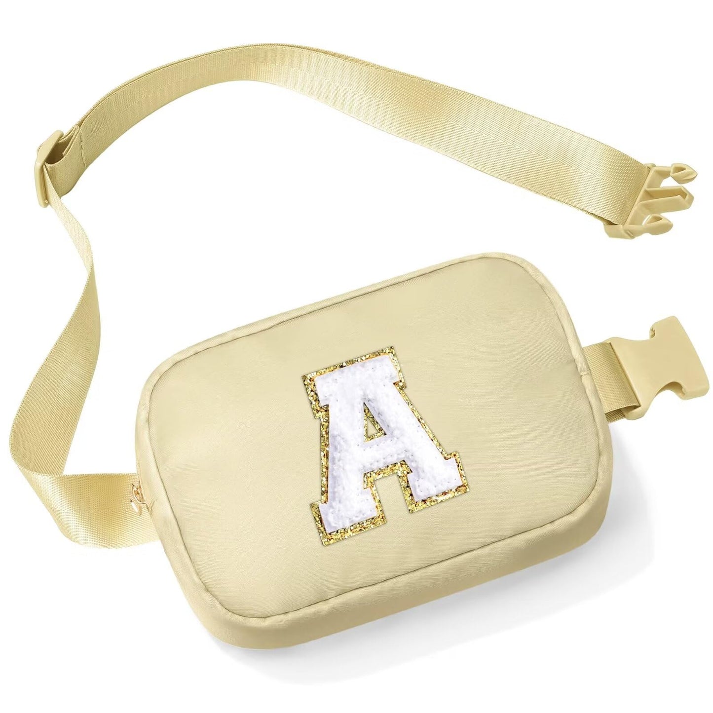 Initial Belt Bag - Crossbody Bags Women - Fanny Packs for Women Cross Body Bag White Small Waist Packs Travel Everywhere Belt Bag Monogram Crossbody Bag M