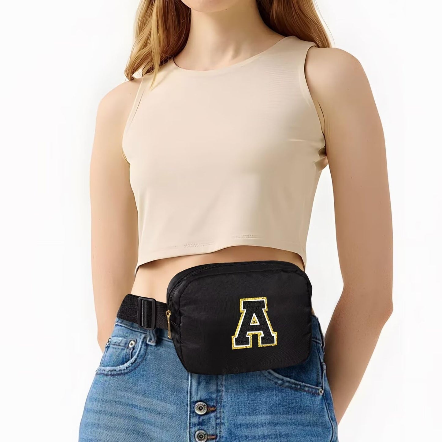 Initial Belt Bag - Crossbody Bags Women - Fanny Packs for Women Cross Body Bag White Small Waist Packs Travel Everywhere Belt Bag Monogram Crossbody Bag M