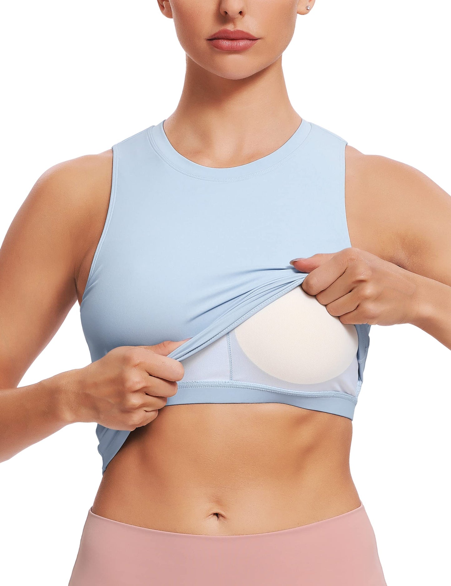 Natural Feelings Nudi Sports Bras for Women Removable Padded Yoga Tank Tops Sleeveless Fitness Workout Crop Tops